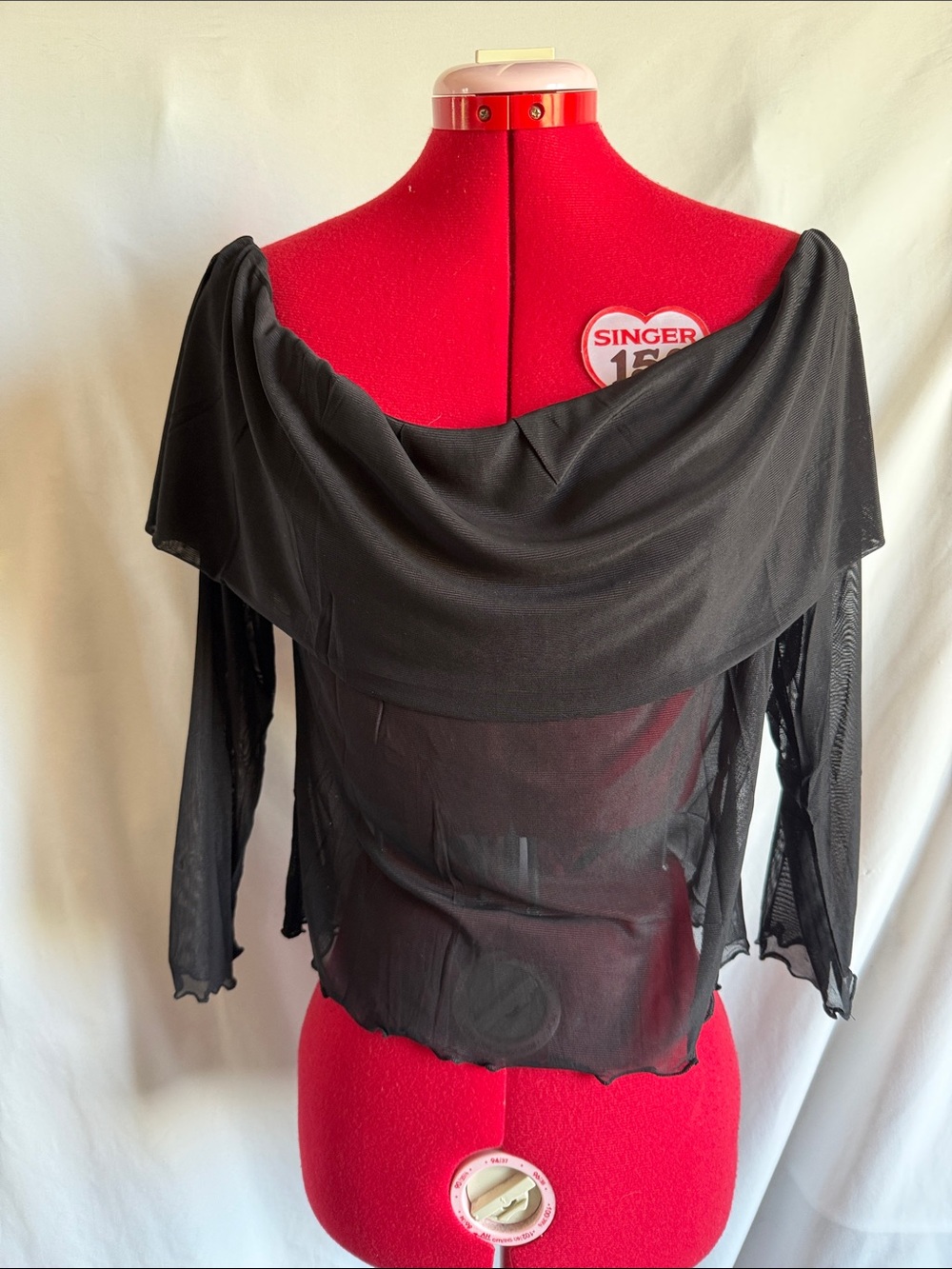 Sheer Off-Shoulder Black Blouse